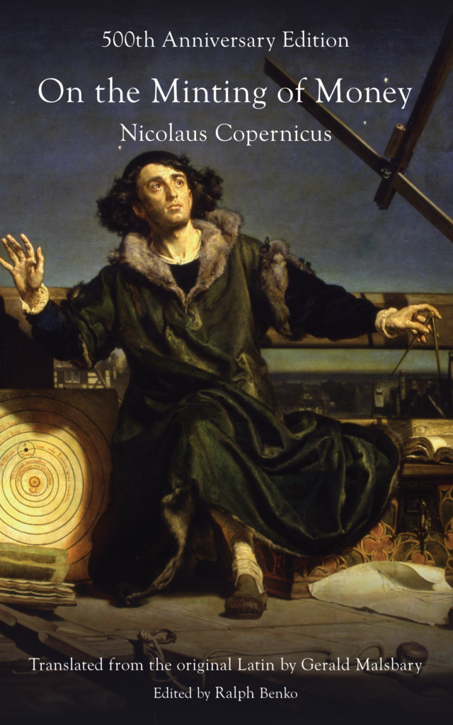 The cover of the book On the Minting of Money by Nicholas Copernicus.